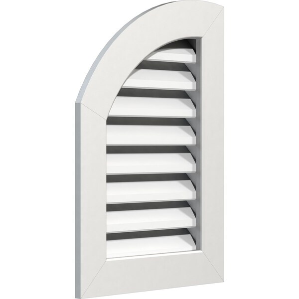 Quarter Round Top Left Functional, PVC Gable Vent W/ 1 X 4 Flat Trim Frame, 06W X 14H